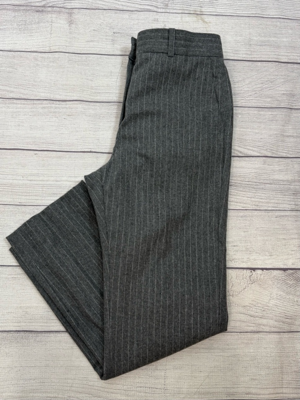 Sandro Paris Gray Pinstripe Wool Dress Classic  designer Pants Size 40 / US 8 - Picture 13 of 16